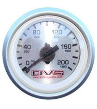 AVS SILVER FACE SINGLE NEEDLE GAUGE 200 PSI