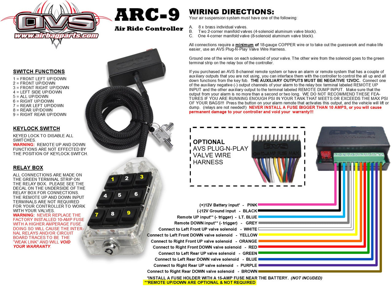 AVS RED 9-SWITCH SERIES (ROCKER) - FREE SHIPPING